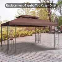 Outsunny 3 x 4m Gazebo Canopy Roof Top Replacement Pavilion Tent Spare Part 2 Tier Brown(m-10)