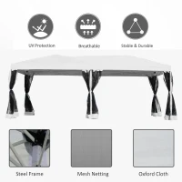 Outsunny 3 x 6m Pop Up Party Tent Gazebo Wedding Canopy with 6 Removable Mesh Sidewalls(m-4)