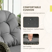 Outsunny 3 PCS Rattan Seating Set | 2 Armchairs & Table | Outdoor Patio Furniture, Bistro Set w/ Cushions Glass Tabletop(m-5)