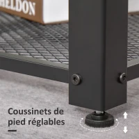 HOMCOM Table Basse Vintage rectangulaire Style Industriel avec étagère métal Noir Panneaux Particules Imitation Bois(m-7)