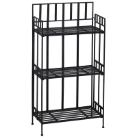 Outsunny Portable Retro 3-Tier Garden Plant Stand Metal Flower Display Rack Bookshelf(m-1)