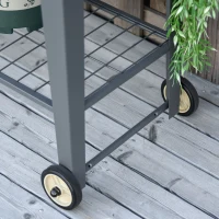 Outsunny Metal Raised Garden Bed with Wheels, Mobile Planter Box with Bottom Shelf for Plants and Flowers, Outdoor, Grey(m-12)