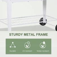 Outsunny Metal Raised Garden Bed with Wheels, Garden Planter Trolley Elevated Plant Box with Storage Shelf(m-7)