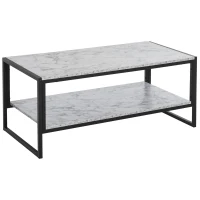 HOMCOM Table Basse Style Moderne avec 2 Étagères 106 x 50 x 47 cm Blanc(m-1)