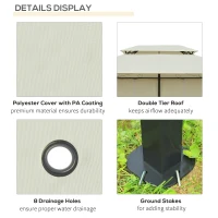 Outsunny 4m x 3(m) Metal Gazebo Canopy Party Tent Garden Pavillion Patio Shelter Pavilion with Curtains Sidewalls Beige(m-6)
