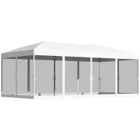 Outsunny 3 x 6m Pop Up Party Tent Gazebo Wedding Canopy with 6 Removable Mesh Sidewalls(m-1)