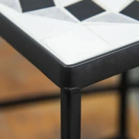 Outsunny 3-Piece Metal Plant Stand, Stackable Flower Display Rack with Ceramic Tile Surface for Garden, Balcony, Black and White(m-7)