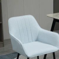 HOMCOM 2er Set Esszimmerstühle Essstühle Polsterstuhl mit atmungsaktivem Leinenbezug Wohnzimmerstuhl Sessel Küchenstuhl mit Rückenlehne Armlehne Leinen Blau 59,5 x 56,5 x 81 cm(m-8)