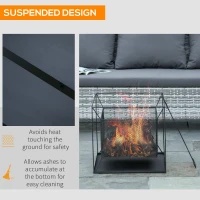 Outsunny Portable Fire Pit with Poker, Square Wood Burning Firepit Bowl for Garden and Camping,  Black(m-6)