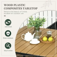 Outsunny 4 Seater Rattan Cube Garden Furniture Set, Rattan Dining Set with Cushions, Outdoor Dining Table and Chairs with Rectangular Wood Grain Plastic Top Table for Patio, Balcony, Black(m-6)