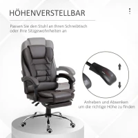 HOMCOM Ergonomischer Bürostuhl, Gaming Stuhl, Drehstuhl, einstellbare Armlehne, Schaumstoff, PU-Leder, Braun,  64,5 x 69 x 117–127 cm(m-4)