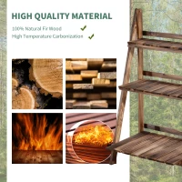 Outsunny Wooden Folding Flower Pot Stand 3 Tier Garden Planter Display Ladder Gardener Storage Shelves Rack Herb Holder (60L x 37W x 93H cm)(m-4)