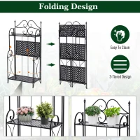 Outsunny 3-Tier Metal Folding Plant Stand Display Rack Bookshelf Unit Indoor Outdoor(m-5)