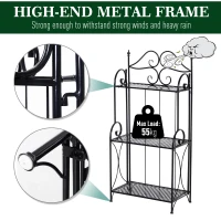 Outsunny 3-Tier Metal Folding Plant Stand Display Rack Bookshelf Unit Indoor Outdoor(m-6)