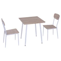 HOMCOM Set da Pranzo 1 Tavolo e 2 Sedie dal Design Salvaspazio in Legno MDF con Struttura in Metallo. 70x70x76cm (tavolo), 39,5x48x88,5cm (sedia)(m-1)