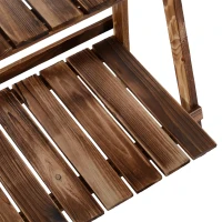 Outsunny Wooden Folding Flower Pot Stand 3 Tier Garden Planter Display Ladder Gardener Storage Shelves Rack Herb Holder (60L x 37W x 93H cm)(m-8)