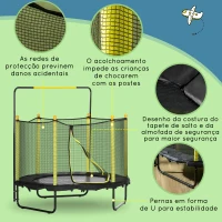 ZONEKIZ Trampolim Infantil com Rede de Segurança Barra Ajustável para Interior e Exterior Ø140x120-140 cm Preto(m-5)