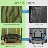 ZONEKIZ Trampolim Infantil com Rede de Segurança Barra Ajustável para Interior e Exterior Ø140x120-140 cm Preto(m-7)