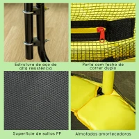 ZONEKIZ Trampolim Infantil com Rede de Segurança Barra Ajustável para Interior e Exterior Ø140x120-140 cm Amarelo(m-6)