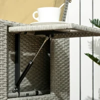 Outsunny 5PC PE Rattan Sun Lounger - Outdoor Wicker 5-Level Adjustable Recliner Sofa Bed with Storage Side Table and Footstools, for Patio, Garden, Poolside, Beige(m-8)