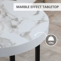 HOMCOM Round End Table with Metal Legs, Modern End Table Bedside Table for Living Room, Bedroom, White(m-5)