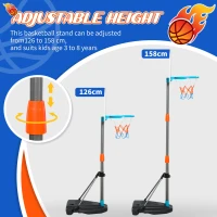 HOMCOM Kids Basketball Hoop and Stand Portable Basketball Stand Set w/ Ball Pump Netting Backboard Adjustable Height from 126 cm to 158 cm(m-4)