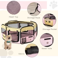 PawHut Fabric Pet Whelping Box Dog Cat Puppy Playpen Rabbit Guinea Pig Play Pen in Pink(m-4)