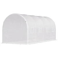 Outsunny Sera tunel cu 8 ferestre si usa rulanta, sera de gradina tunel pentru plante, 5x2x2m, alb(m-11)