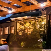 Outsunny Outdoor Wall Mount Electric Halogen Heater, 1500W-Black(m-11)