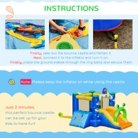 Outsunny 4 in 1 Kids Bouncy Castle Large Alien Style Inflatable House Slide Trampoline Climbing Wall Basket with Air blower Carrybag Patches for Kids Age 3-8(m-6)
