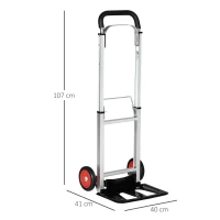 DURHAND Heavy Duty Sack Truck, Folding, with Telescoping Handles, Aluminium Alloy Hand Truck for Moving and Travel, 90kg Capacity(m-3)
