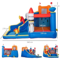Outsunny 5 in 1 Kids Bouncy Castle Water Slide Large Space Style Inflatable House Trampoline Pool Water Gun Climbing Wall with Air Blower for Kids Age 3-8(m-3)