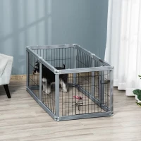 PawHut Dog Play Pen 6 Panel Pet Playpen Foldable Puppy Playpen Rabbit Guinea Pig Run w/ Door(m-12)
