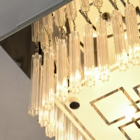 HOMCOM Modern Raindrop K9 Crystal Chandelier, Flush Mount Ceiling Light Fixture, Square Pendant Lamp, 4 G9 Bulbs Required, 32W x 20H cm, for Living Room, Bedroom, Study Room, Silver(m-8)