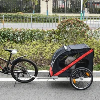 PawHut Dog Bike Trailer, Metal Pet Cart Carrier for Bicycle Kit Water Resistant with Safety Harness, Reflectors, for Large Dogs(m-11)