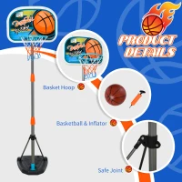 HOMCOM Kids Basketball Hoop and Stand Portable Basketball Stand Set w/ Ball Pump Netting Backboard Adjustable Height from 126 cm to 158 cm(m-7)