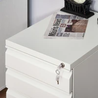 Vinsetto Mobile Vertical Filing Cabinet Lockable Steel 3-Drawer Rolling Filing Cabinet White(m-9)