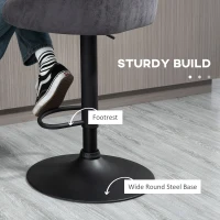 HOMCOM Brown Leather Bar Stools with Backs, Adjustable for Kitchen Islands Set of 2, Swivel Breakfast with Footrest, Armrests(m-6)