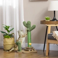 PawHut 60cm Cactus-shaped Cat Tree Scratching Post for Kitty Green(m-10)