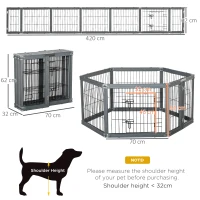 PawHut Dog Play Pen 6 Panel Pet Playpen Foldable Puppy Playpen Rabbit Guinea Pig Run w/ Door(m-3)