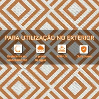 Outsunny Tapete de Exterior Reversível de Plástico Impermeável para para Varanda Pátio Campismo Praia 182x274cm Marrom e Branco(m-5)