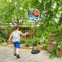 HOMCOM Kids Basketball Hoop and Stand Portable Basketball Stand Set w/ Ball Pump Netting Backboard Adjustable Height from 126 cm to 158 cm(m-12)