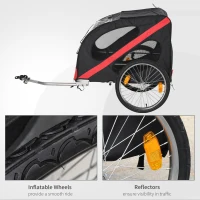 PawHut Dog Bike Trailer, Metal Pet Cart Carrier for Bicycle Kit Water Resistant with Safety Harness, Reflectors, for Large Dogs(m-6)