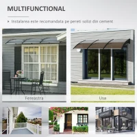 Outsunny Copertina Exterior 300×100 cm – Policarbonat & Aluminiu Maro(m-5)