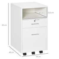 Vinsetto Lockable Two-Drawer Filing Cabinet, with Wheels - White(m-3)