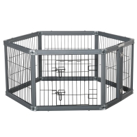 PawHut Dog Play Pen 6 Panel Pet Playpen Foldable Puppy Playpen Rabbit Guinea Pig Run w/ Door