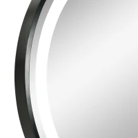 kleankin Round LED Bathroom Mirror, Dimmable Lighted Wall-Mounted Mirror with 3 Temperature Colours, Memory Function, Hardwired(m-8)