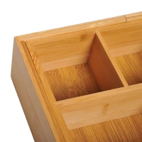 HOMCOM Bamboo Extendable Tray for Drawer with Dividers, 5-7 Compartments, Cutlery Organiser, Drawer Inserts, Natural(m-9)