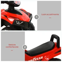 HOMCOM Quad Giocattolo per Bambini 18-36 Mesi con Licenza GOODYEAR con Luci e Suoni Realistici, Rosso e Nero, 60x31x42cm(m-7)