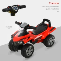 HOMCOM Quad Giocattolo per Bambini 18-36 Mesi con Licenza GOODYEAR con Luci e Suoni Realistici, Rosso e Nero, 60x31x42cm(m-4)